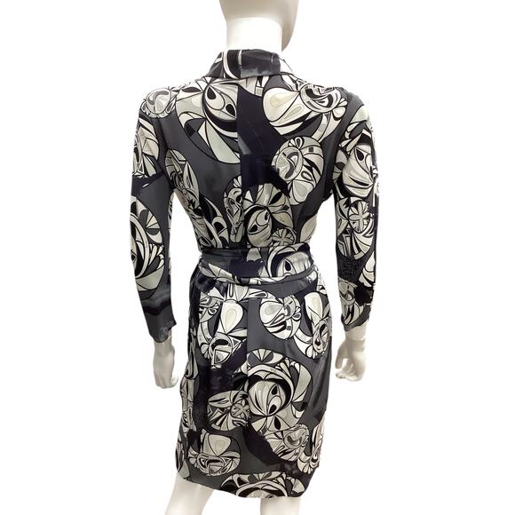 NWT Emilio Pucci Dress Womens SZS Silk Belt Pockets Knee Length Lightweight Gray - Picture 4 of 6